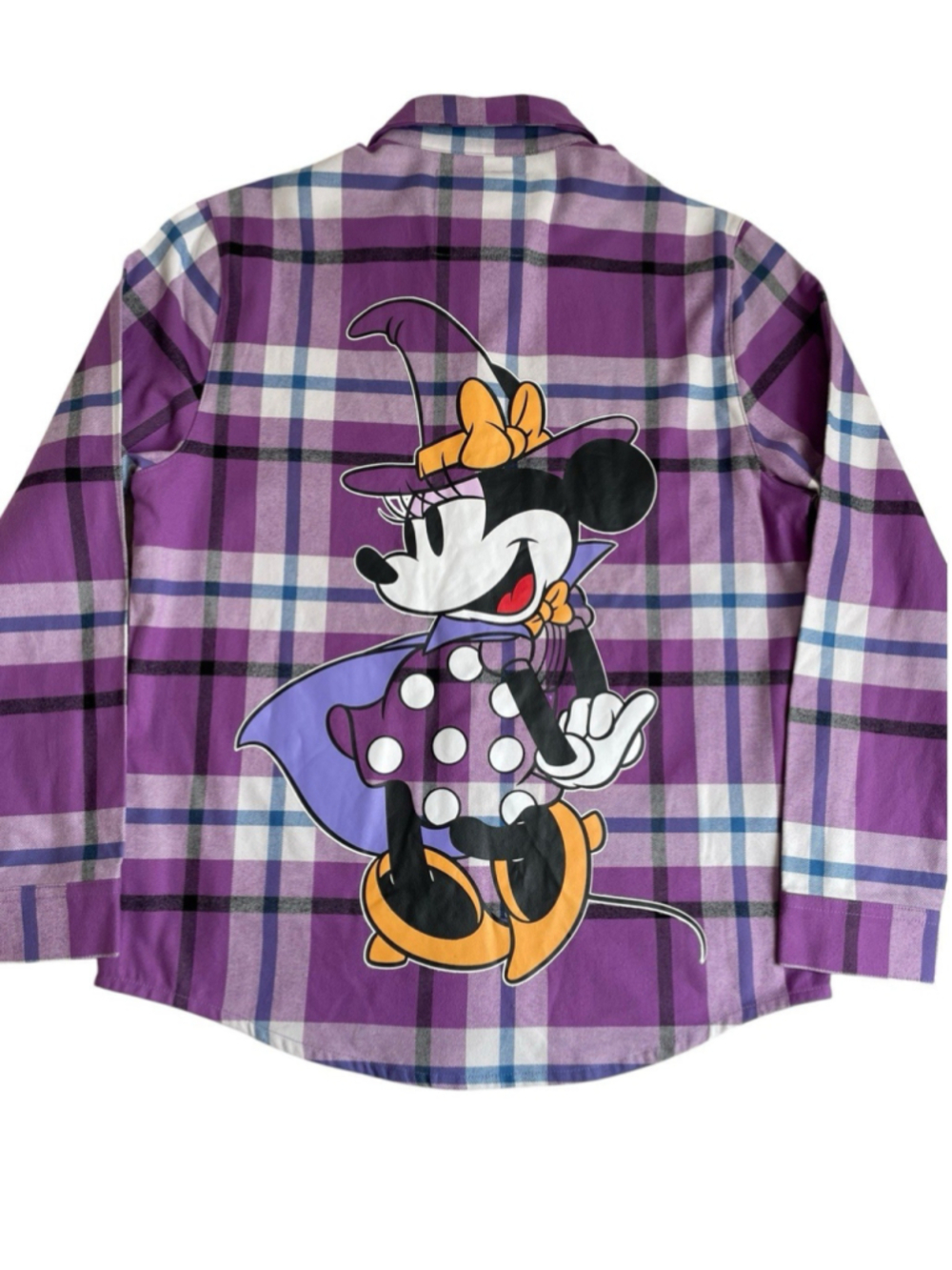 Cakeworthy Flannel Disney Minnie Mouse Halloween Plaid Purple Shirt Size M